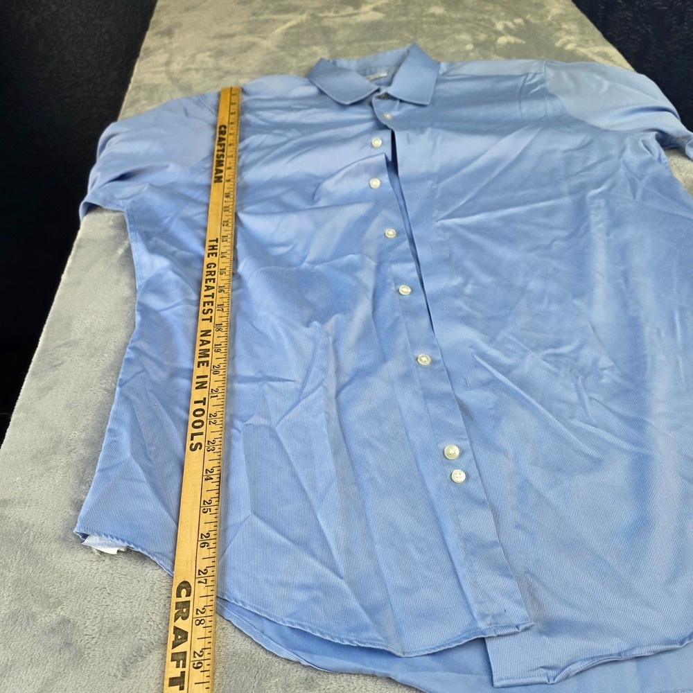 Calvin Klein Mens Button Up Shirt Size 16.5 34/35 Blue Non Iron Slim Long Sleeve - Picture 6 of 6